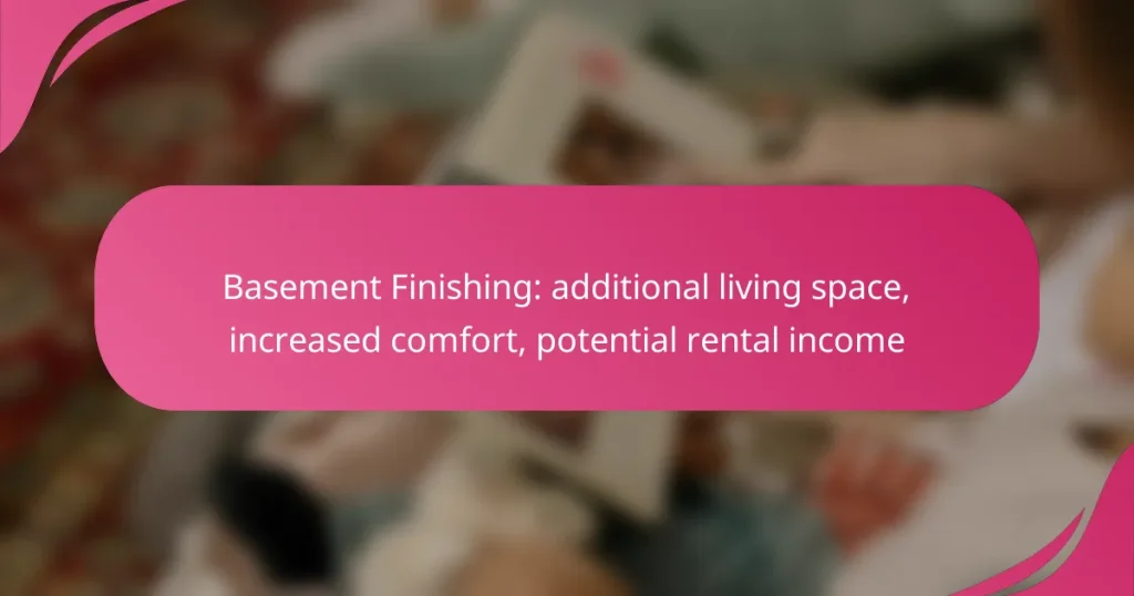 Basement Finishing: additional living space, increased comfort, potential rental income