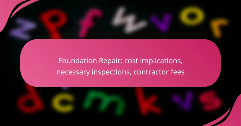 Foundation Repair: cost implications, necessary inspections, contractor fees